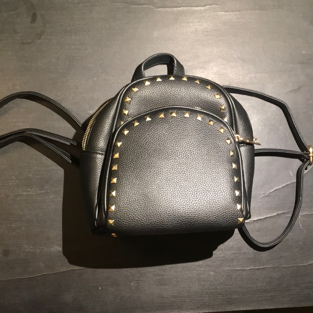Small pleather back pack with gold studs- LIKE NEW